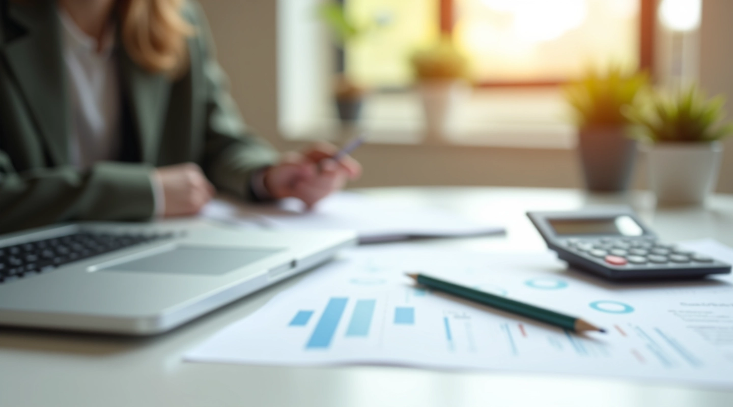 Financial planning workspace with documents and tools