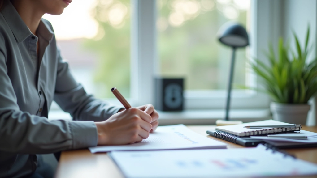 Person reviewing budget plan and debt payoff timeline with clear milestones marked
